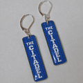 Double-sided rectangular Citadel tartan earrings handmade by Nancy Davis Studio