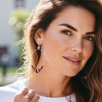 Garnet Glow Hoop Earrings