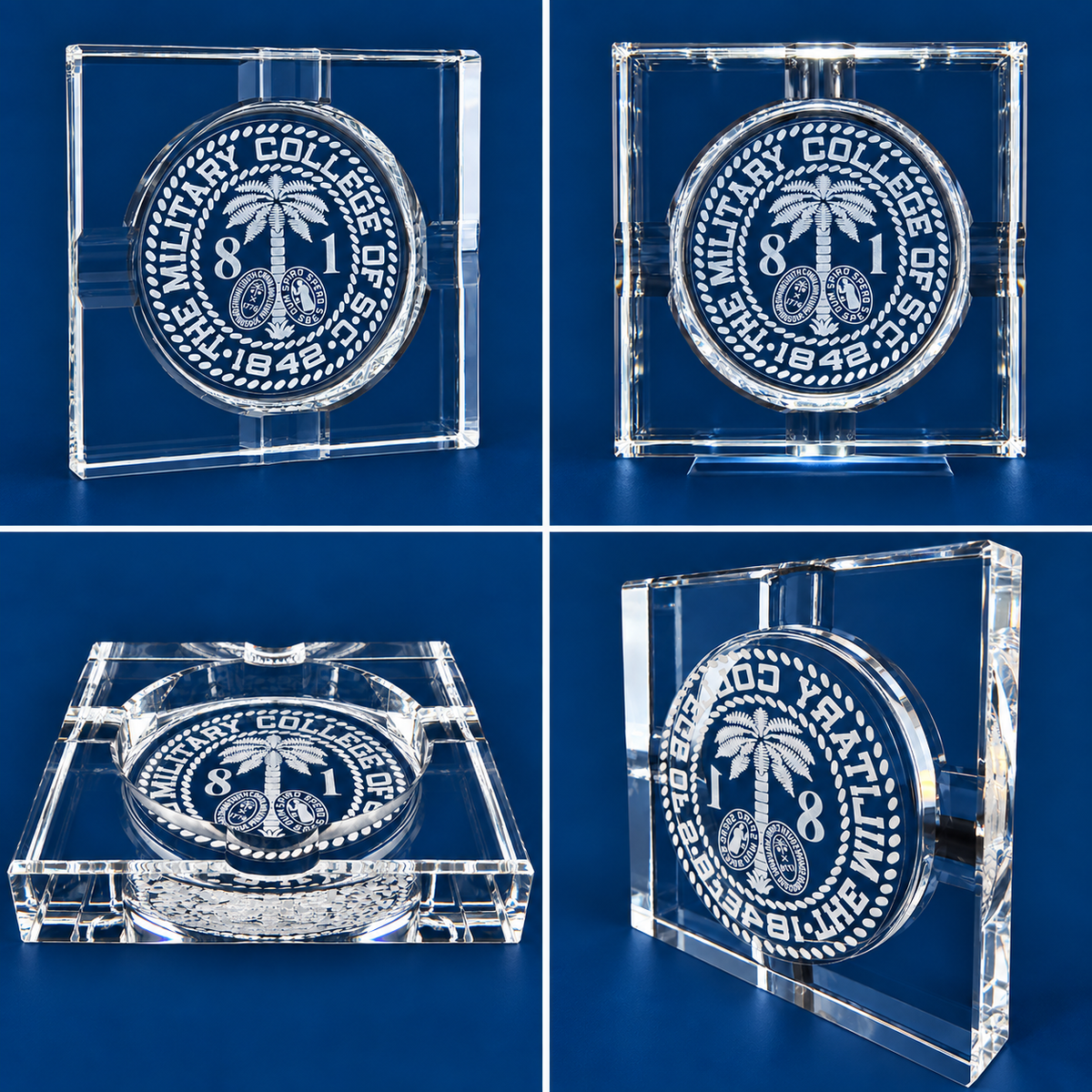 Laser-Engraved Crystal Cigar Ashtrays