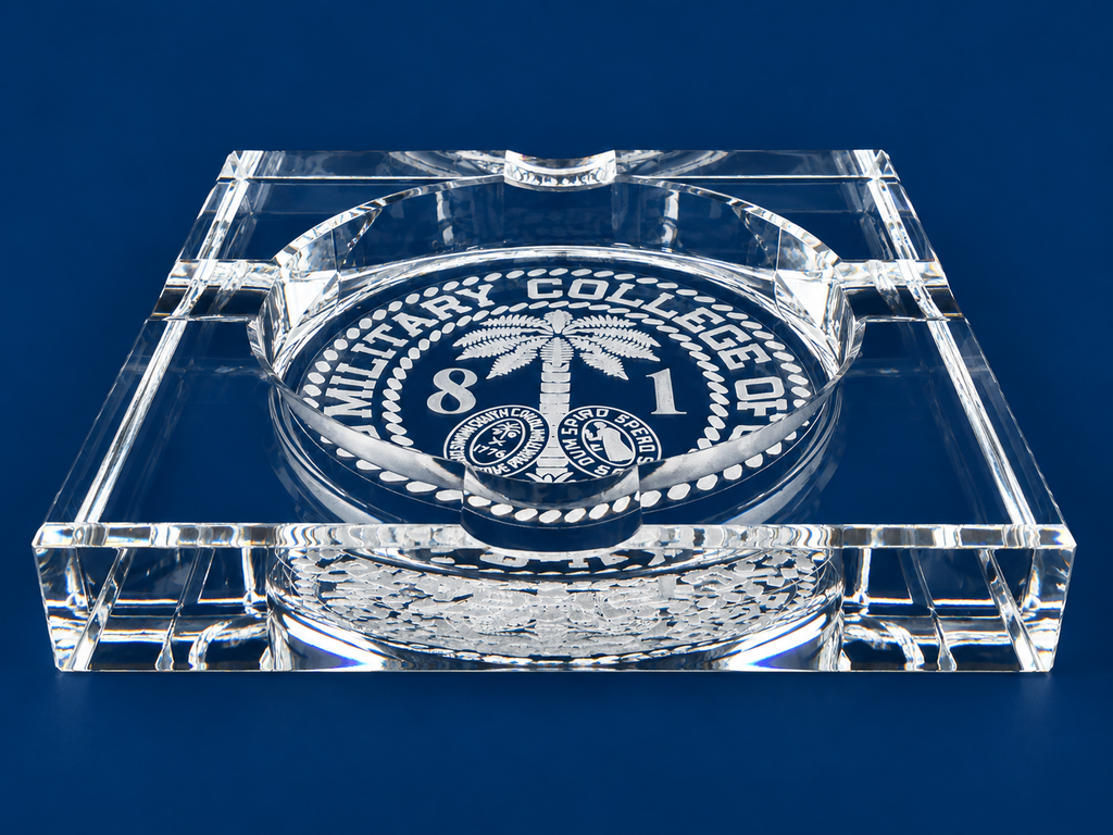 Laser-Engraved Crystal Cigar Ashtrays