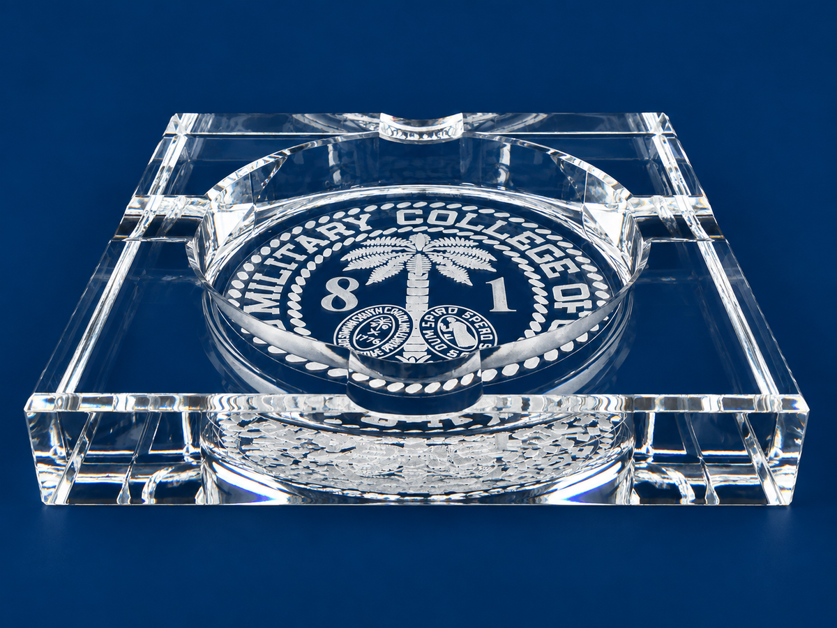 Laser-Engraved Crystal Cigar Ashtrays