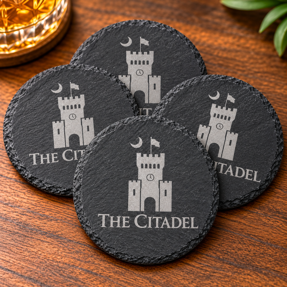 The Citadel Engraved Slate Coasters – Set of 4