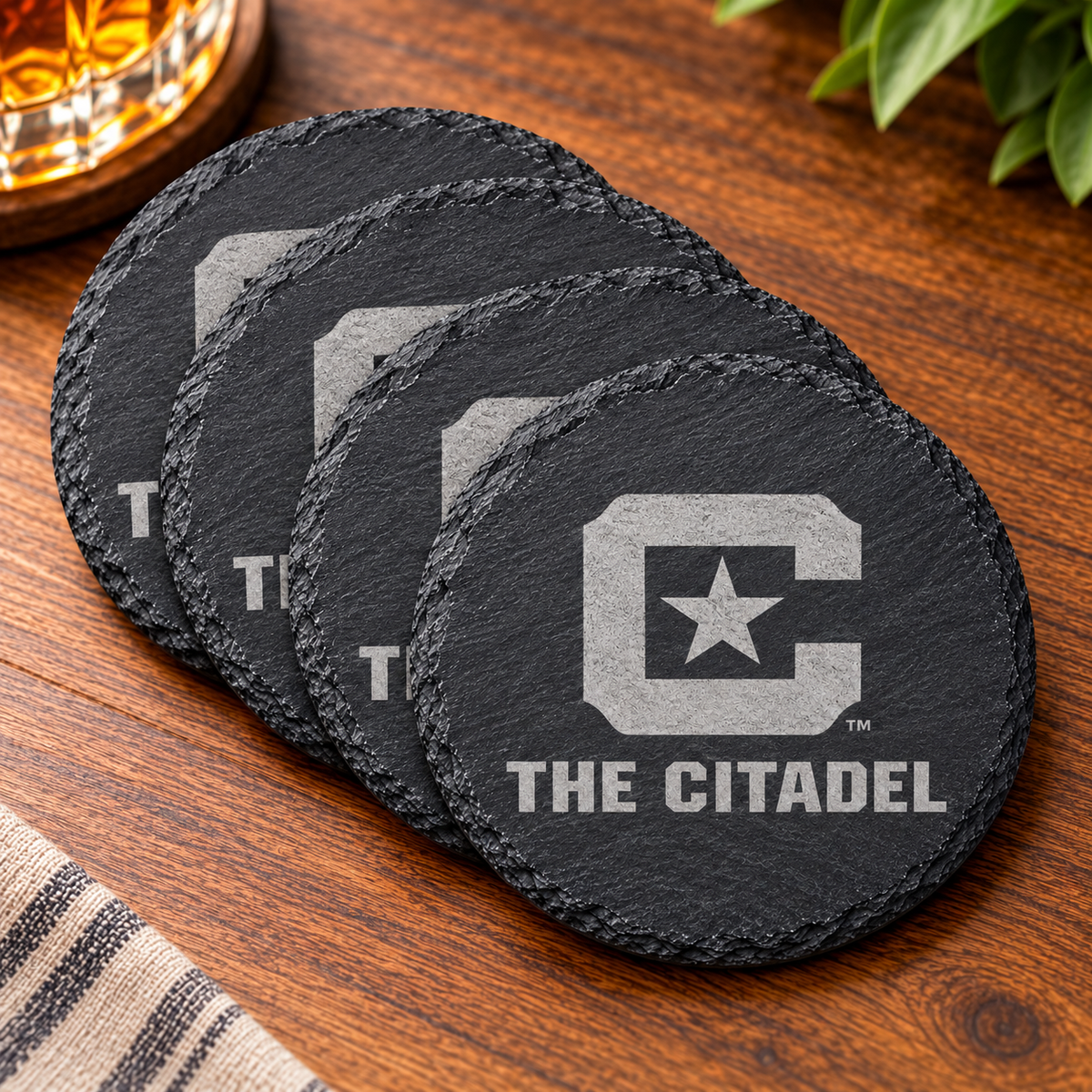 The Citadel Engraved Slate Coasters – Set of 4