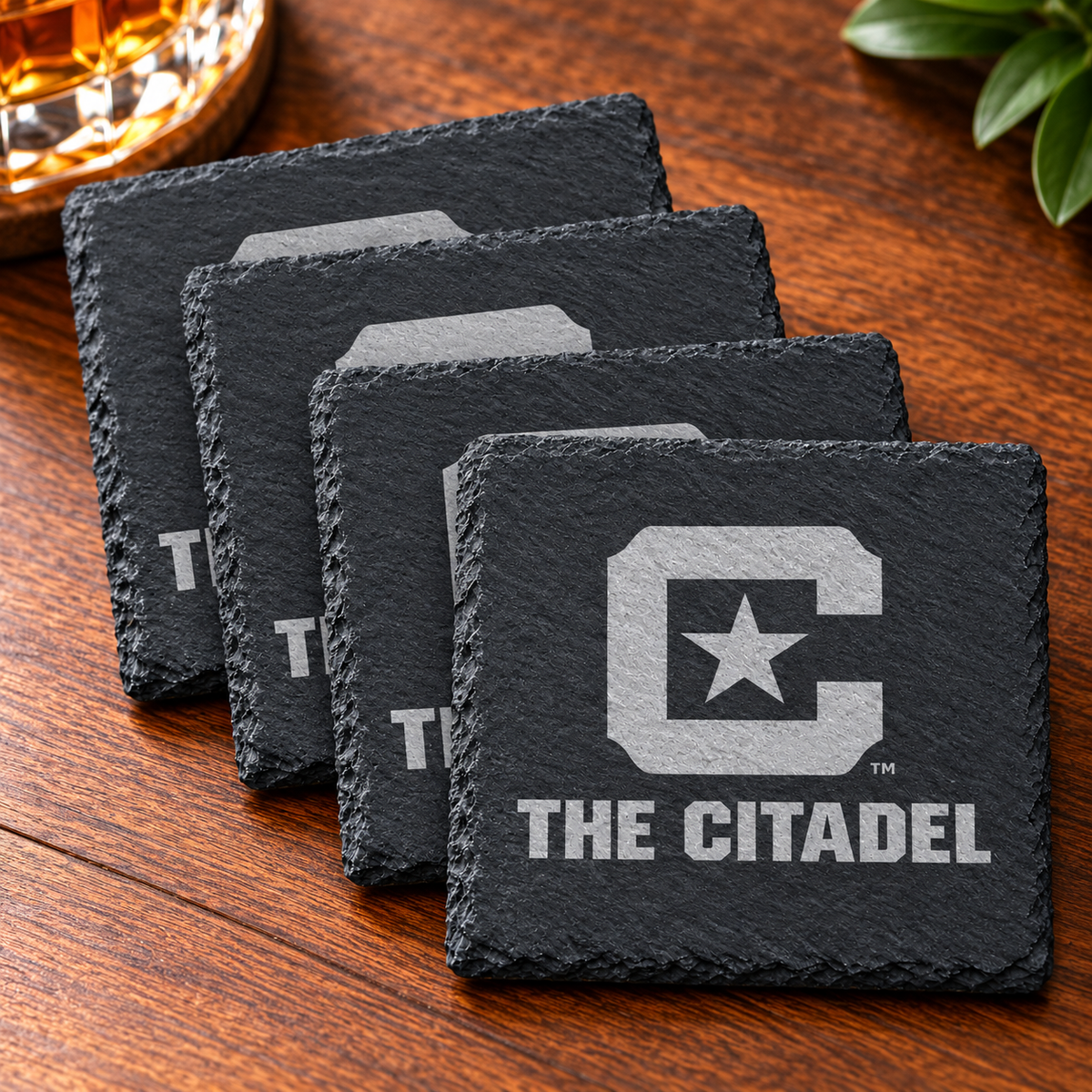 The Citadel Engraved Slate Coasters – Set of 4