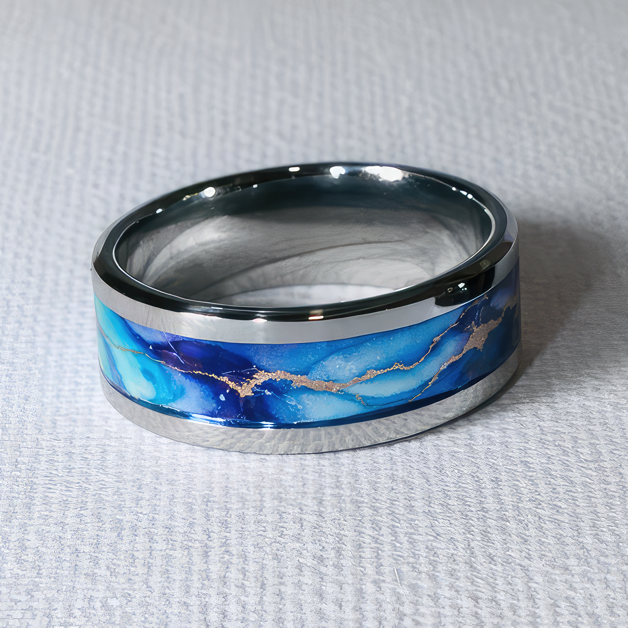 Iris Petals Inlay Ring (Studio in Steel™)