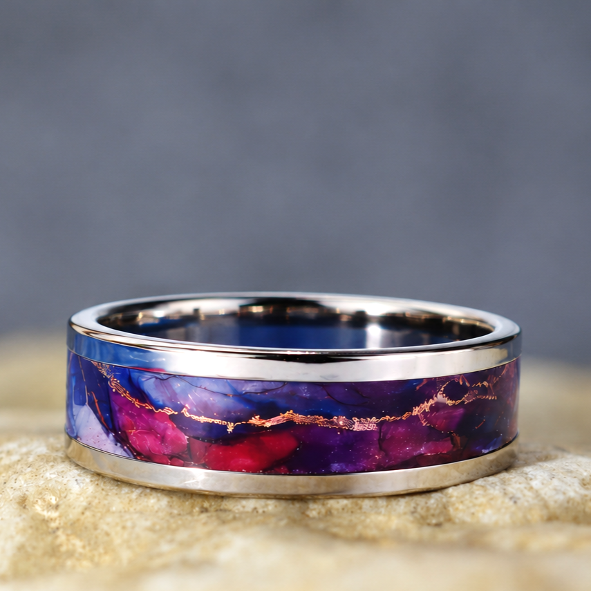 Passion - Original Alcohol Ink Art Ring - Studio in Steel