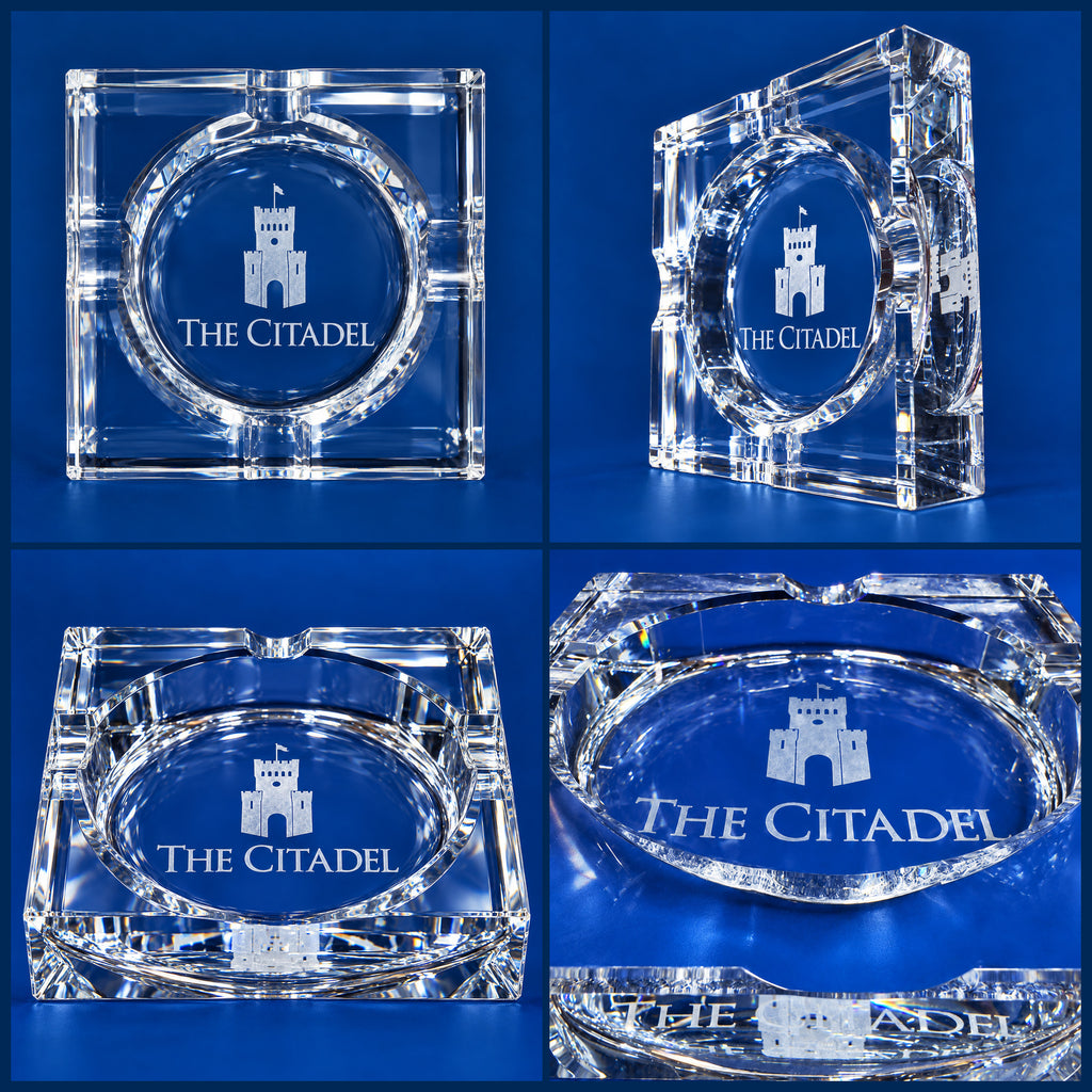 Laser-Engraved Crystal Cigar Ashtrays