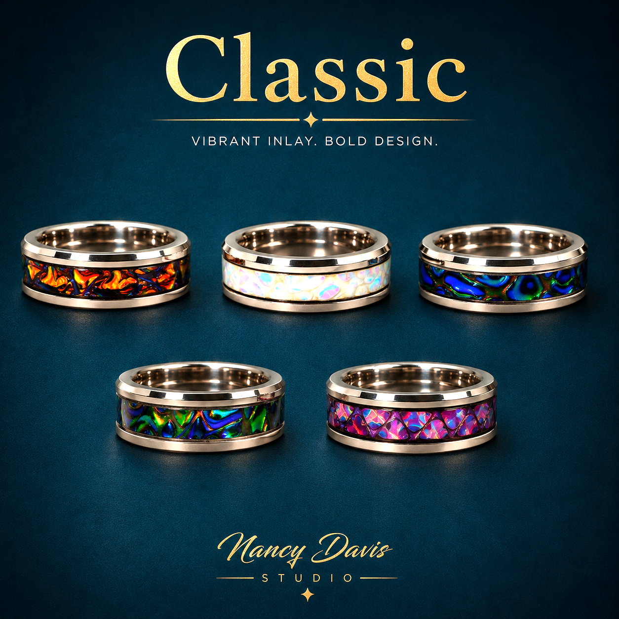 Lumina Kaleidoscope Ring - Color-Shifting Inlay Ring with Dichrolam