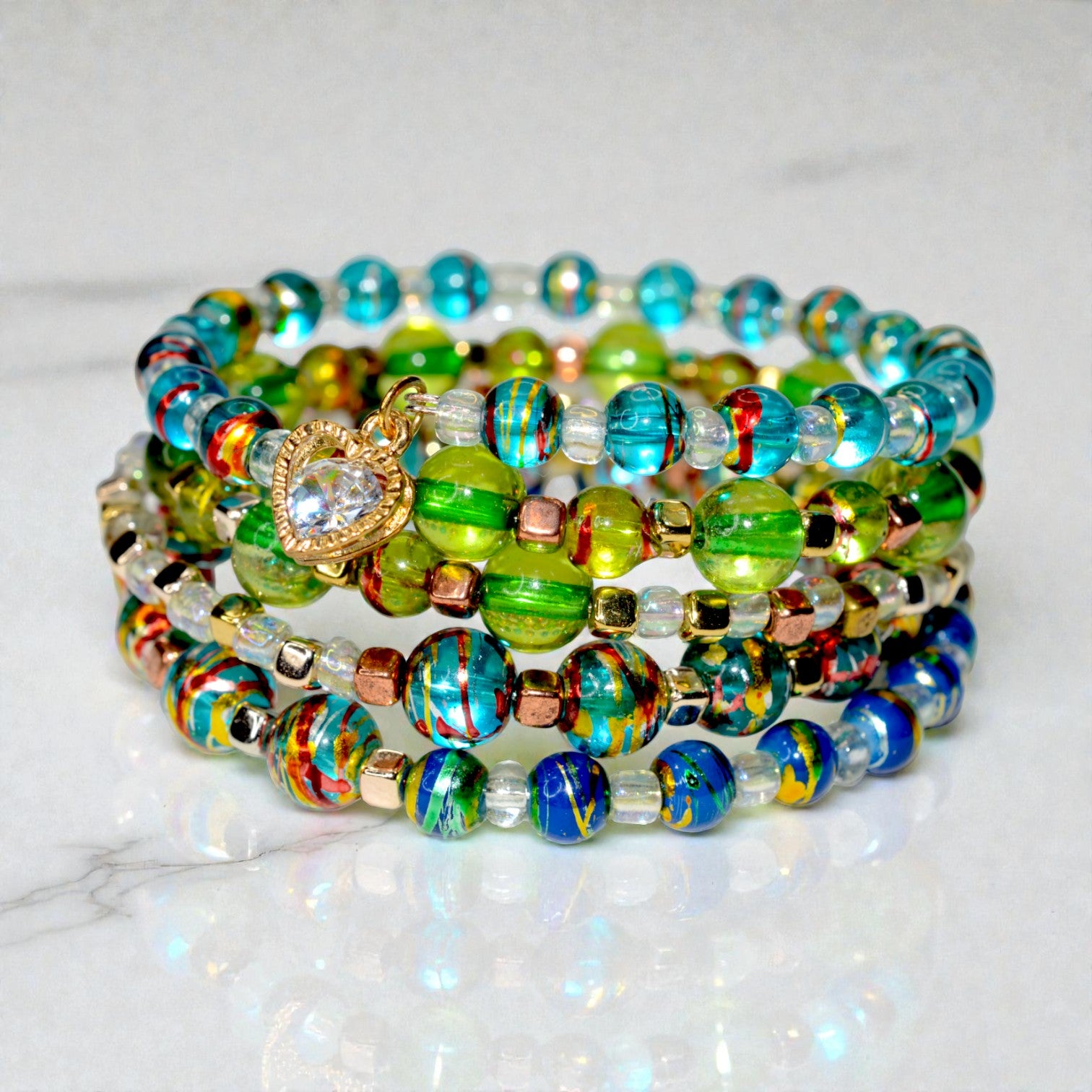 Ocean Mirage Memory Wire Bracelet Deux