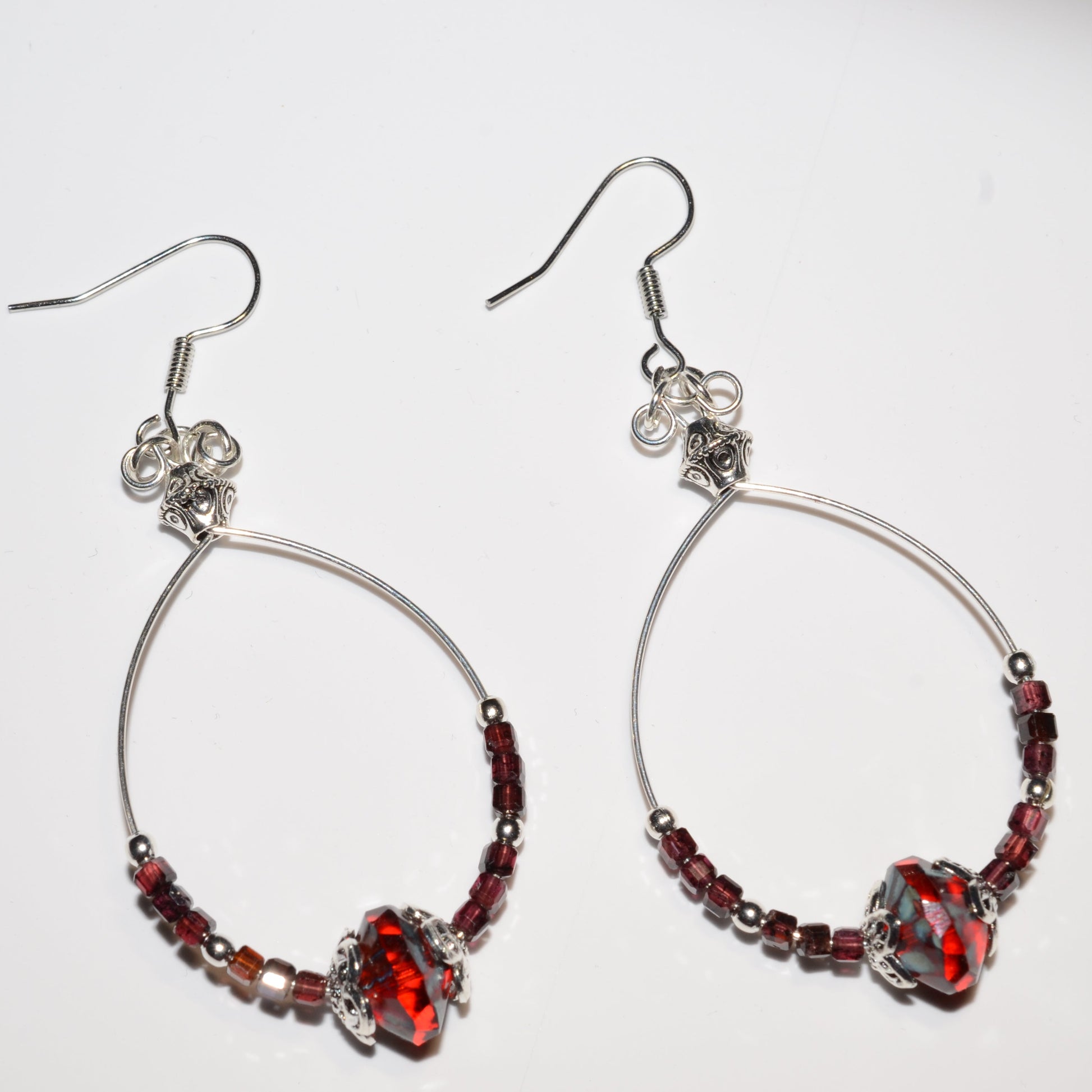 Garnet Glow Hoop Earrings