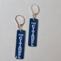 Double-sided rectangular Citadel earrings handmade by Nancy Davis Studio
