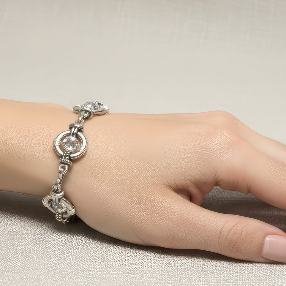 Silver Halo Crystal Bracelet