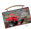 Box purse with with a red truck design and 'Farm House' text on a white background