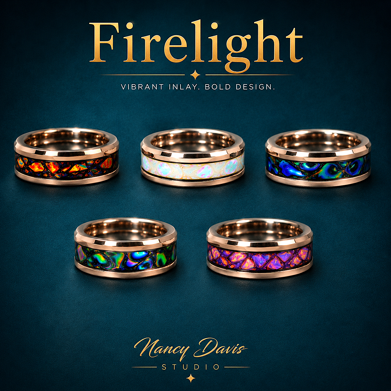 Lumina Kaleidoscope Ring - Color-Shifting Inlay Ring with Dichrolam
