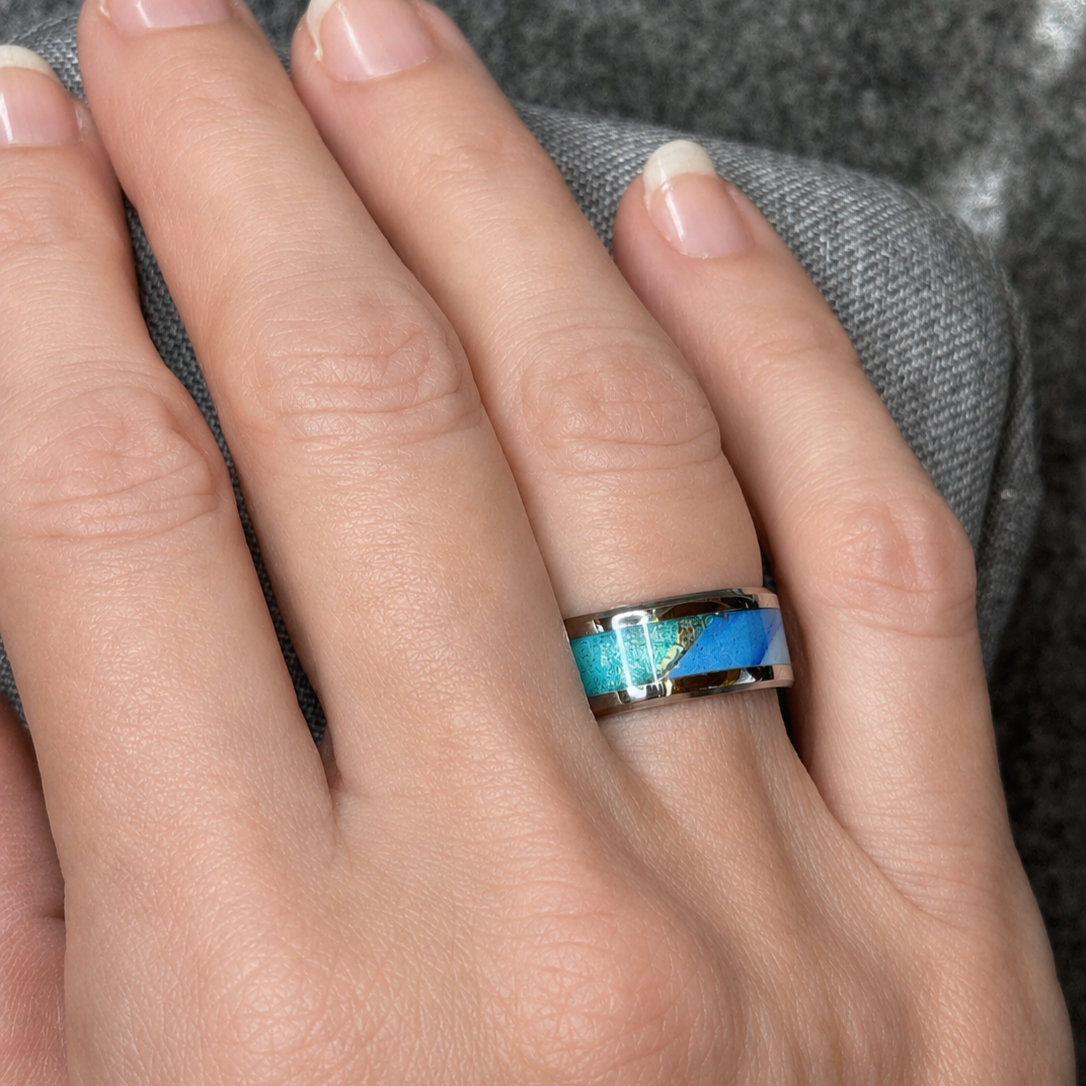 Iris Petals Inlay Ring (Studio in Steel™)