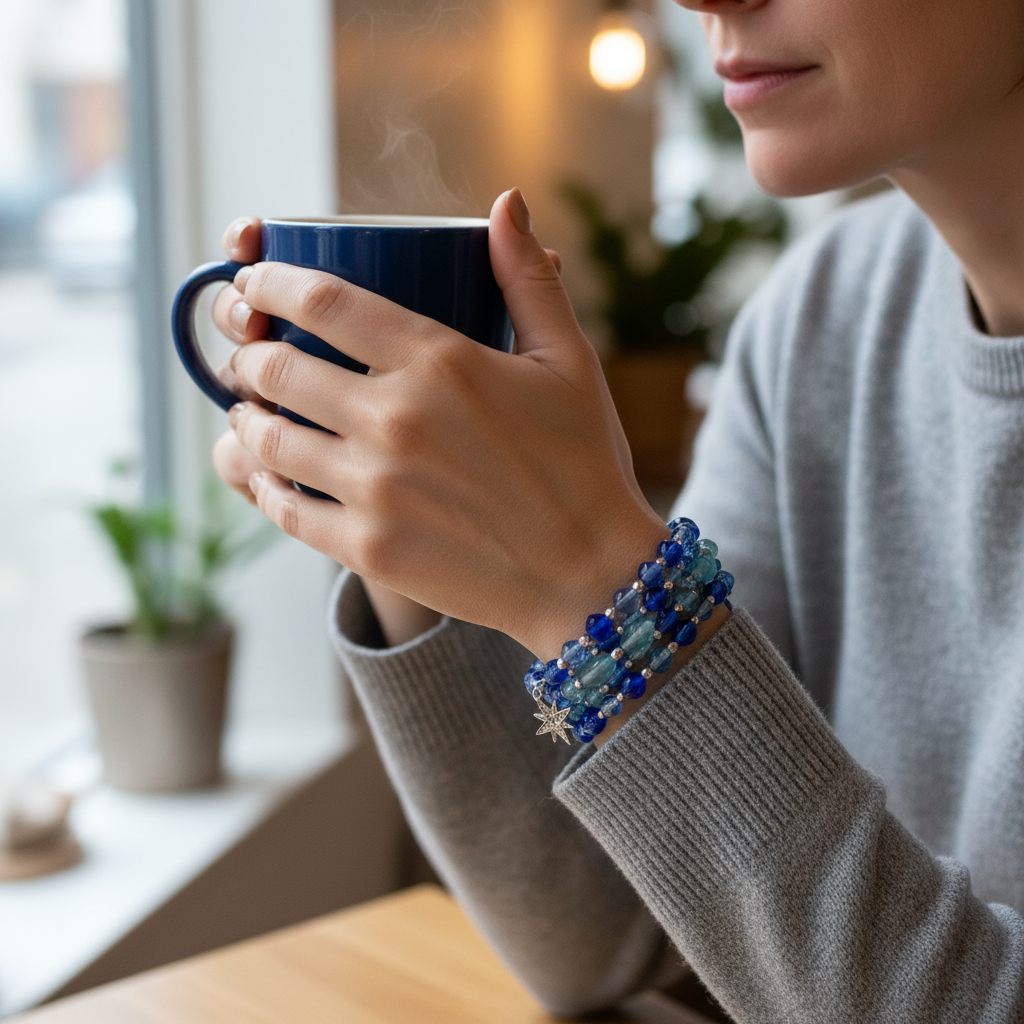 Starlit Tides Memory Wire Bracelet