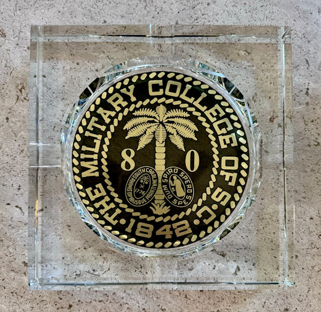 The Citadel 4-Cigar Crystal Ashtray - Ring Bezel Edition