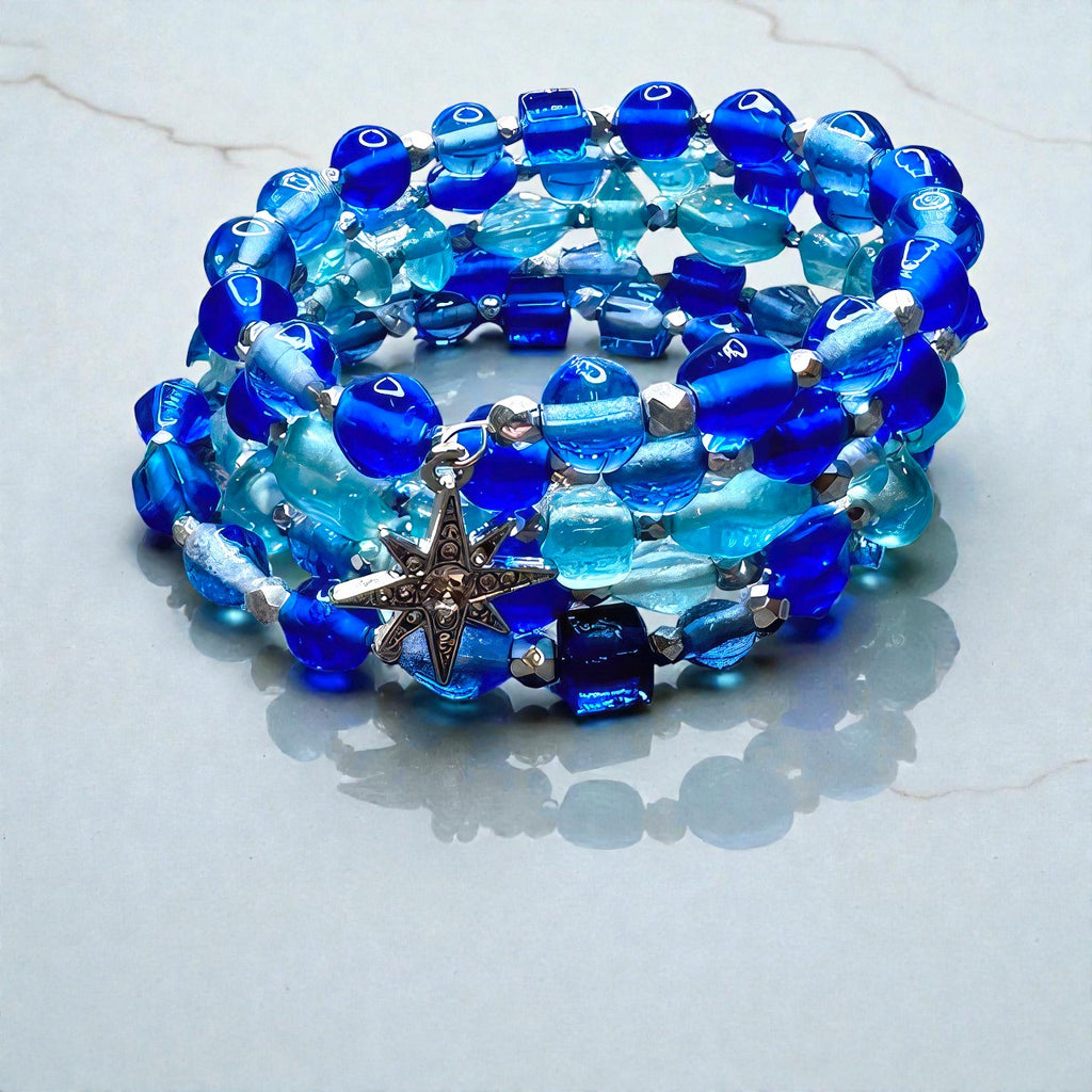 Starlit Tides Memory Wire Bracelet