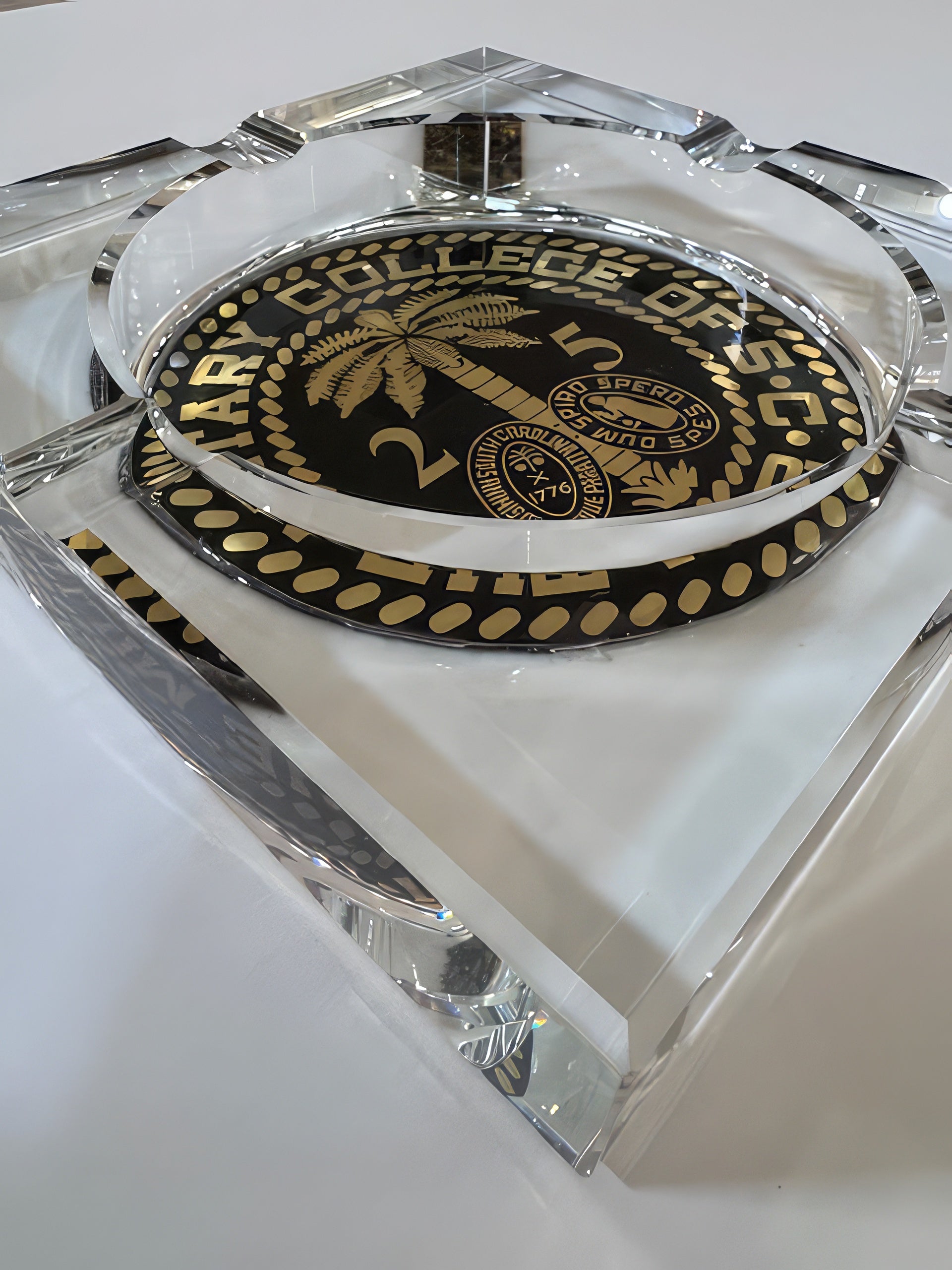 The Citadel 4-Cigar Crystal Ashtray - Ring Bezel Edition