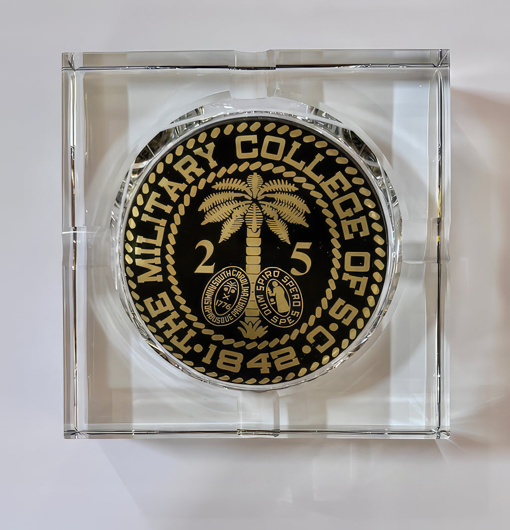 The Citadel 4-Cigar Crystal Ashtray - Ring Bezel Edition