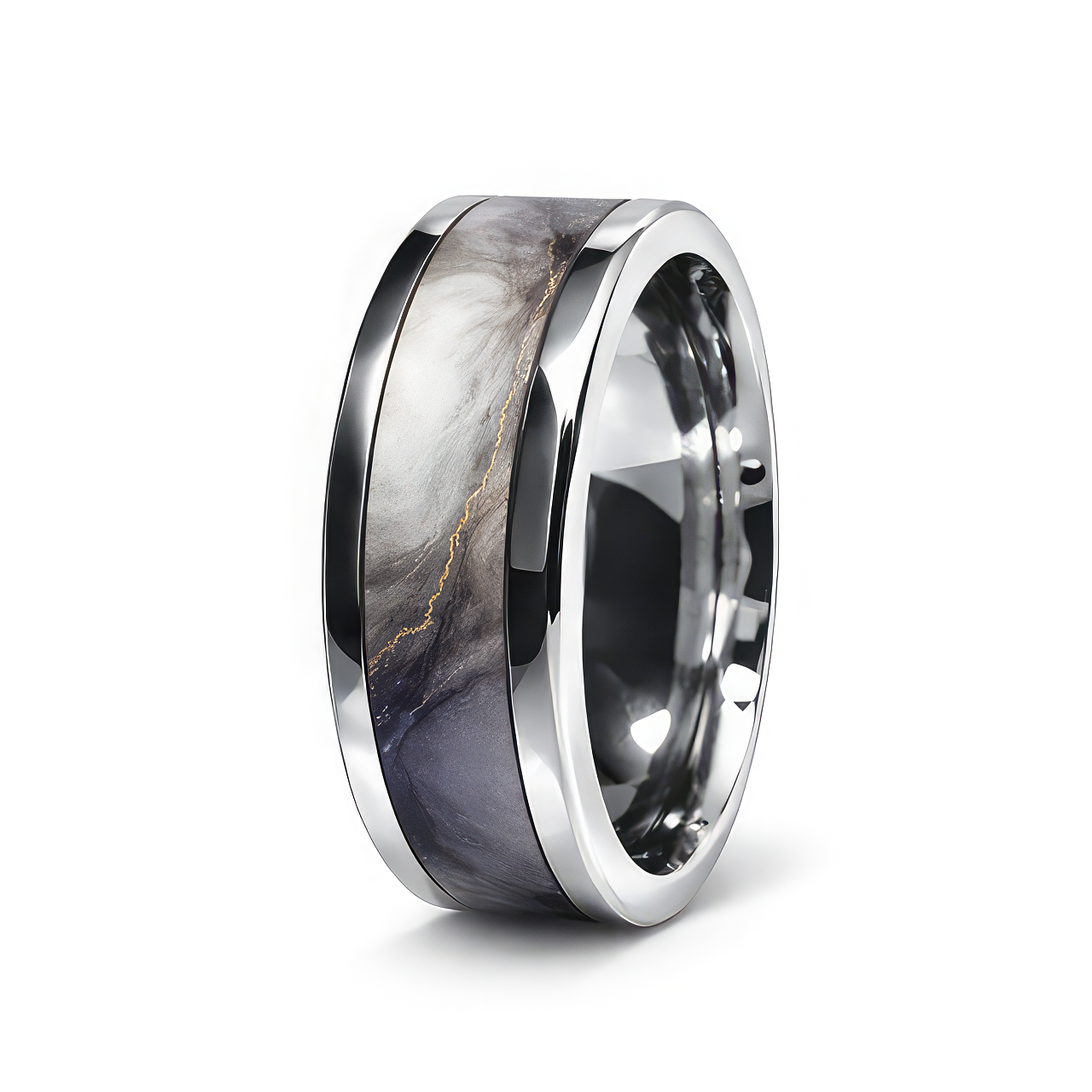 Icy Veil Inlay Ring (Studio in Steel™)