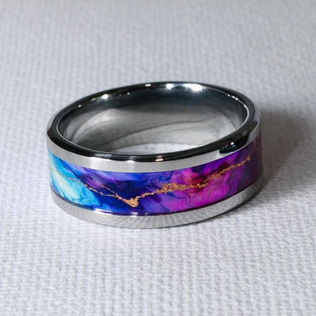 Iris Petals Inlay Ring (Studio in Steel™)