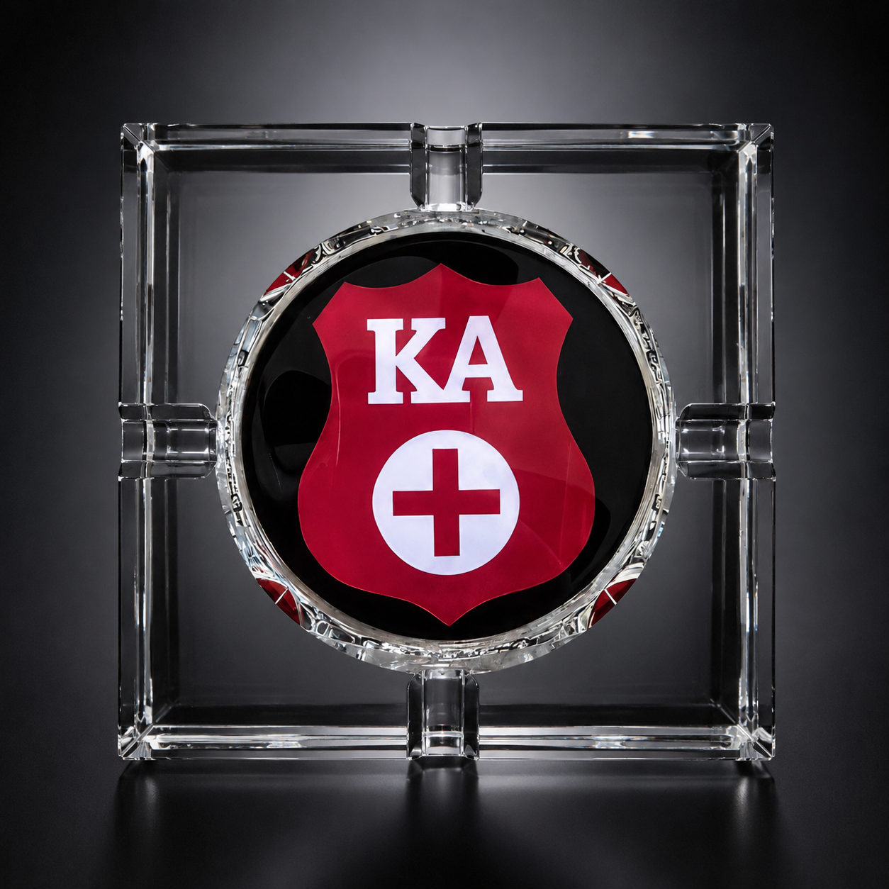 Kappa Alpha 4-Cigar Rest Crystal Ashtray