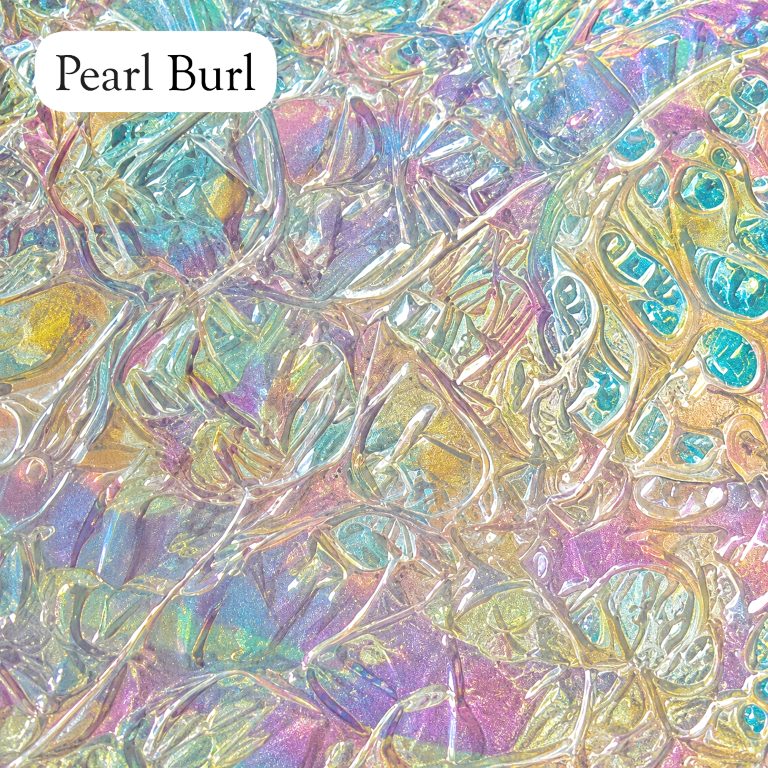 Pearl Burl dichrolam inlay with luminous white iridescent pattern for Lumina Kaleidoscope Ring