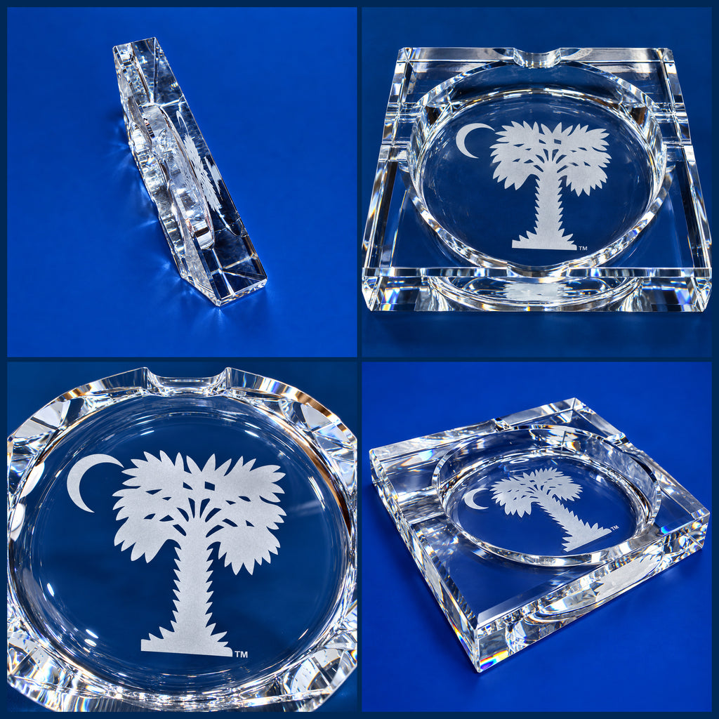 Laser-Engraved Crystal Cigar Ashtrays