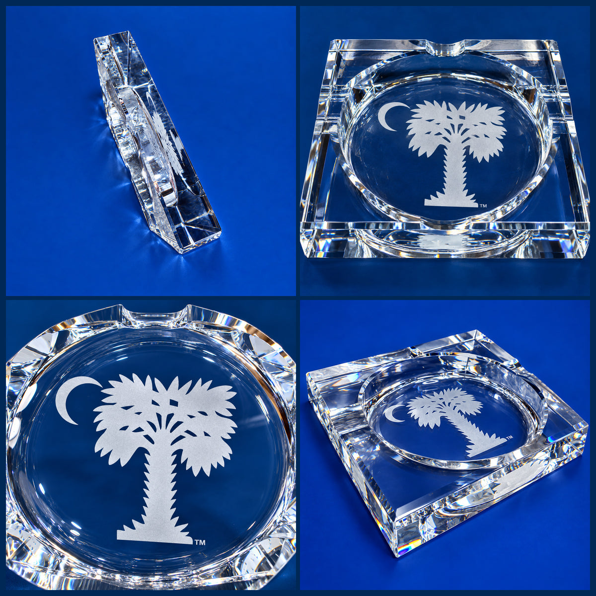 Laser-Engraved Crystal Cigar Ashtrays