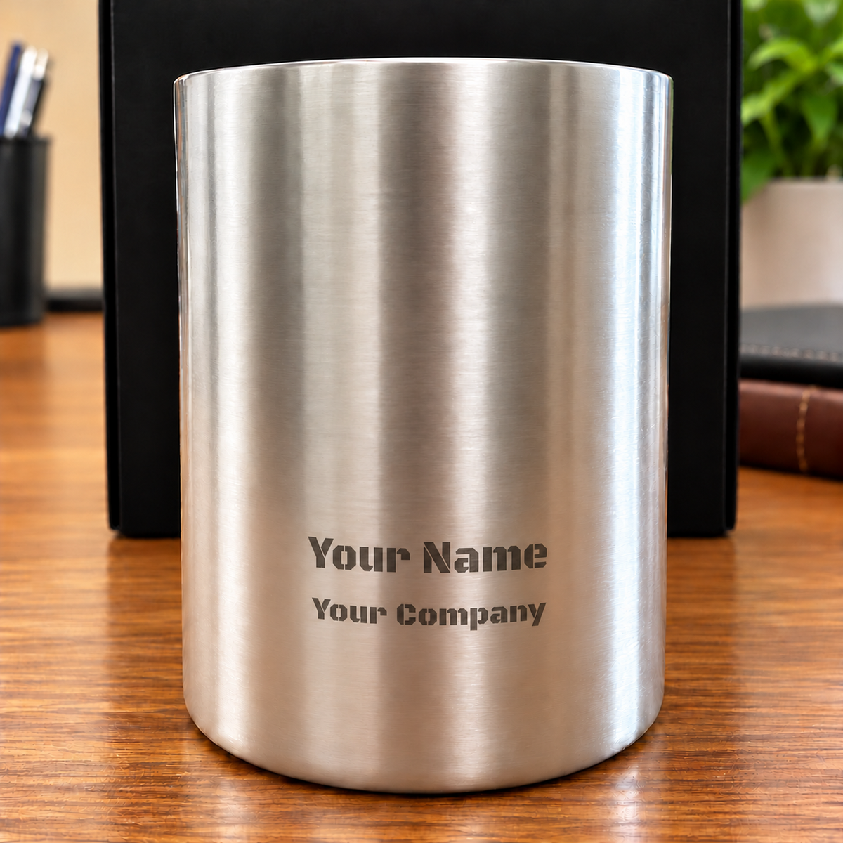 Personalized back engraving with name and company