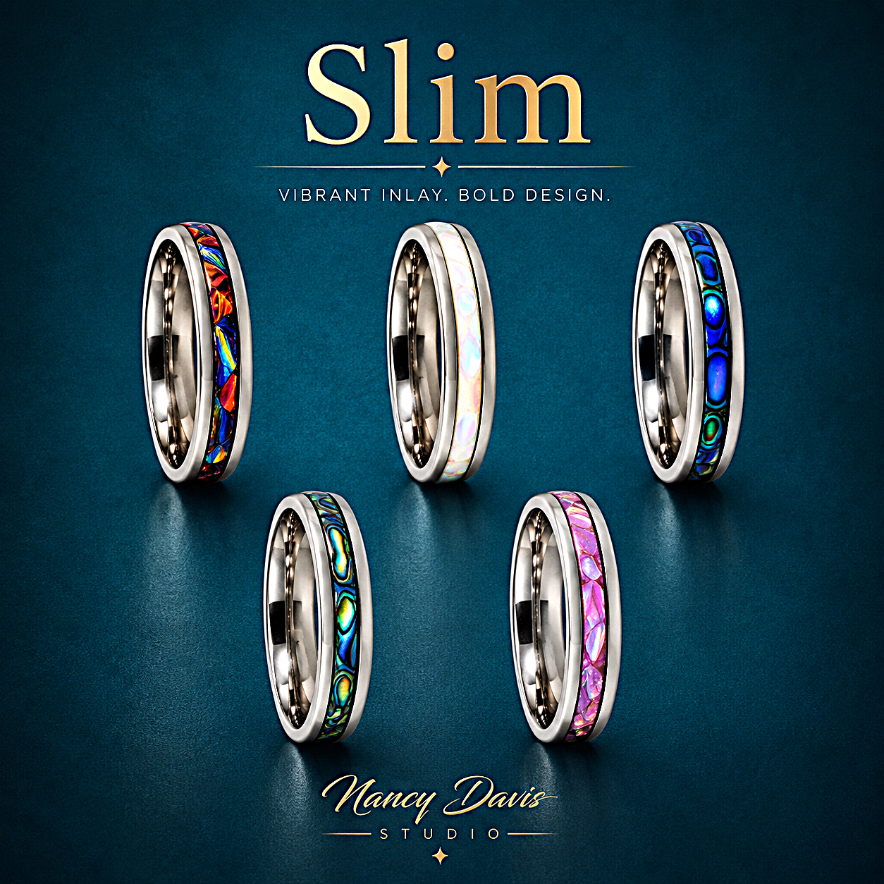 Lumina Kaleidoscope Ring - Color-Shifting Inlay Ring with Dichrolam
