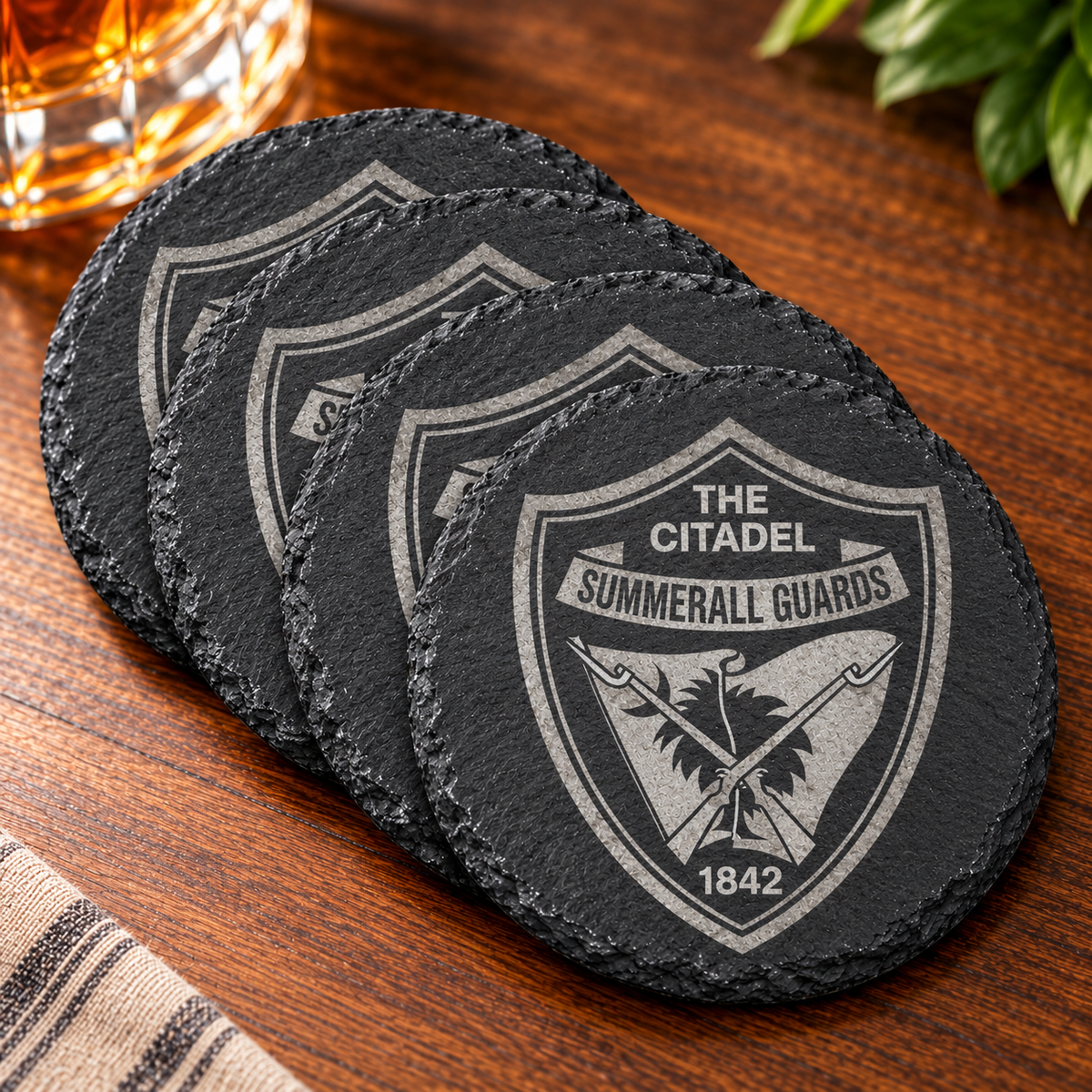 The Citadel Engraved Slate Coasters – Set of 4