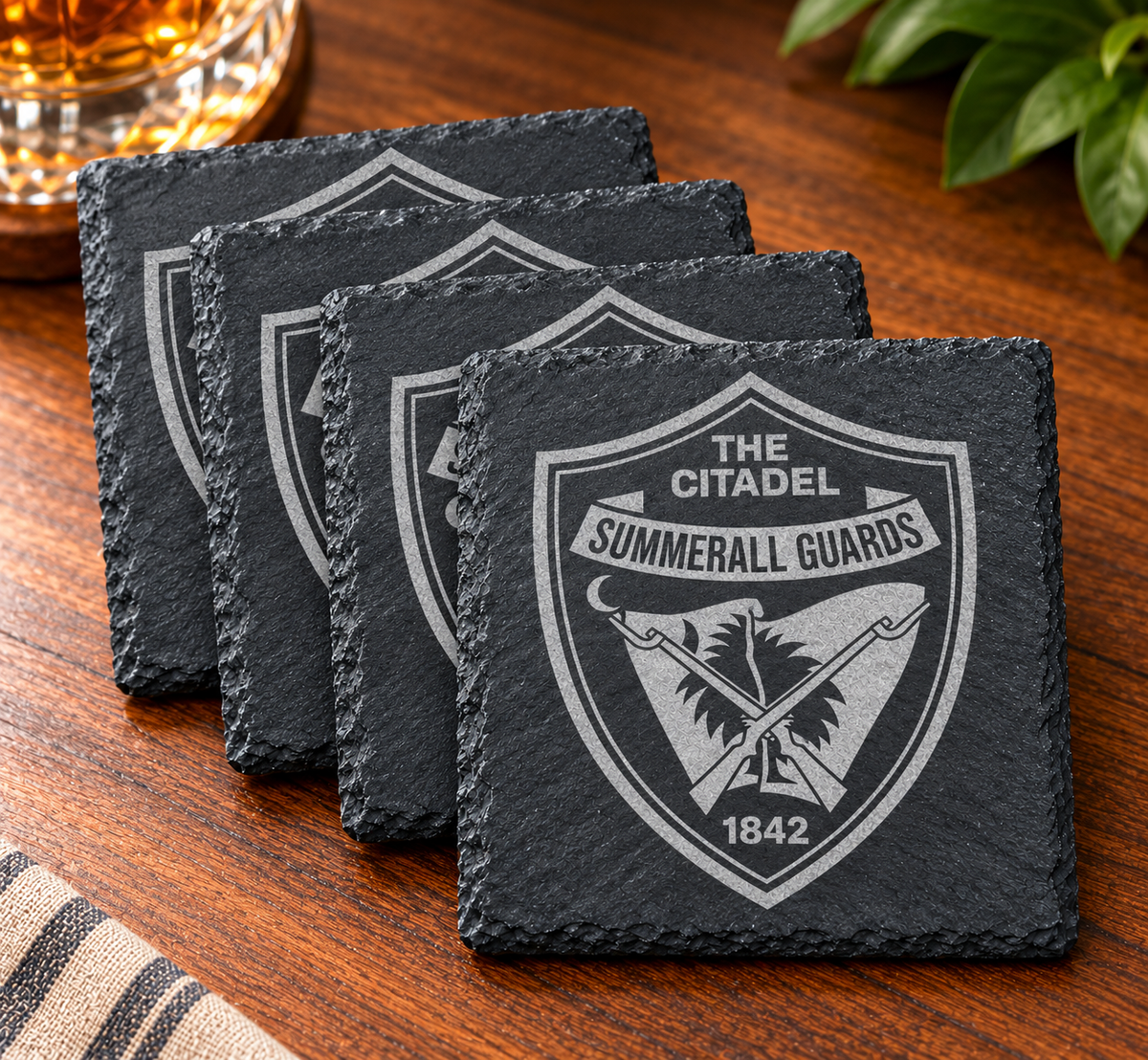 The Citadel Engraved Slate Coasters – Set of 4