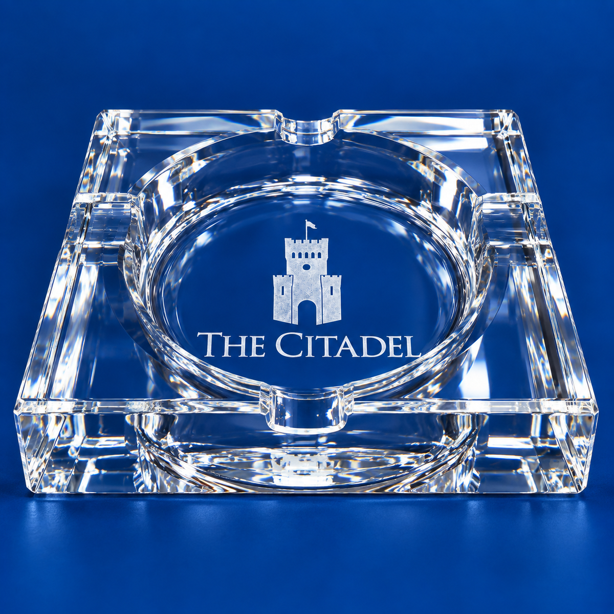 Laser-Engraved Crystal Cigar Ashtrays